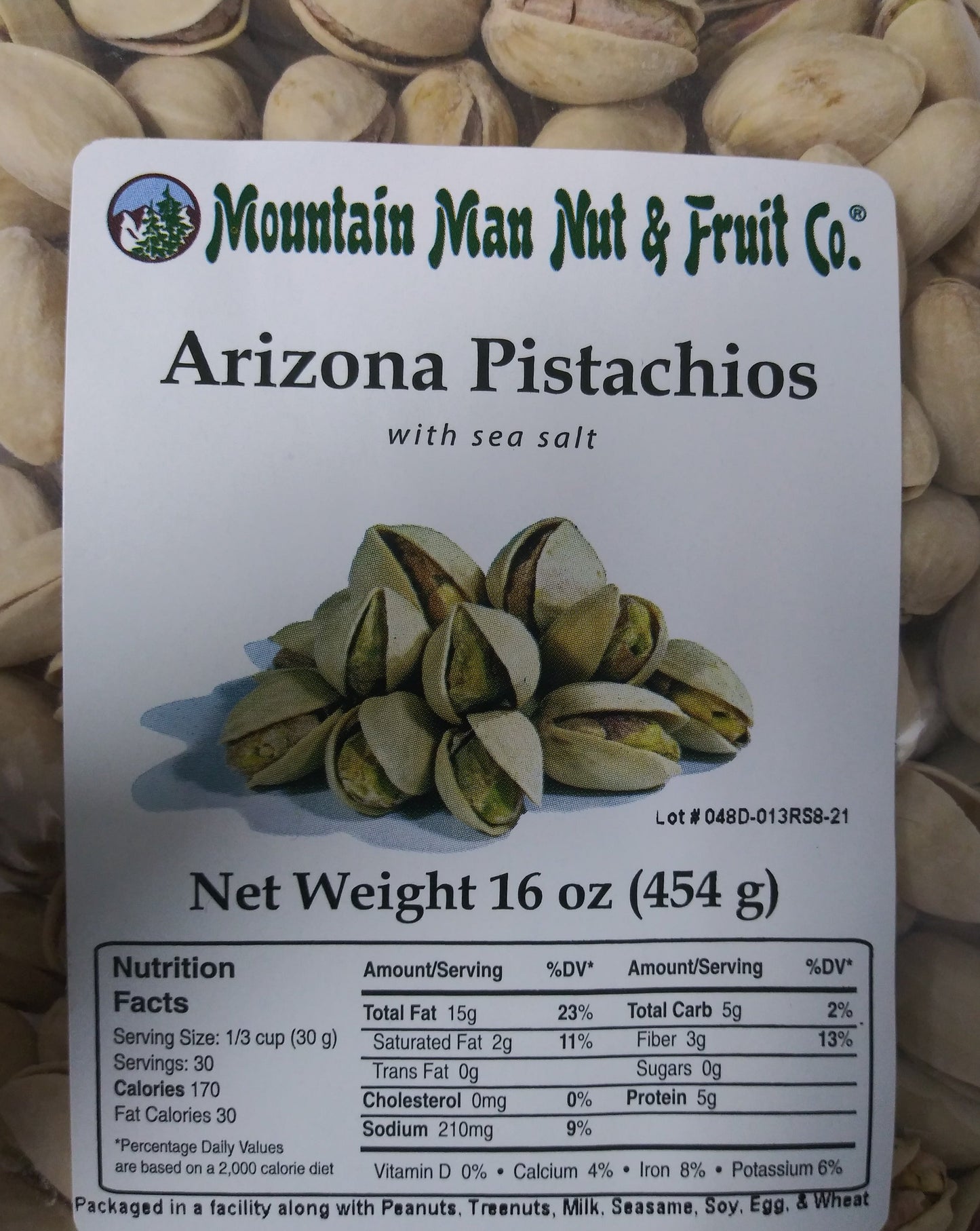 R&S Inshell Pistachios label