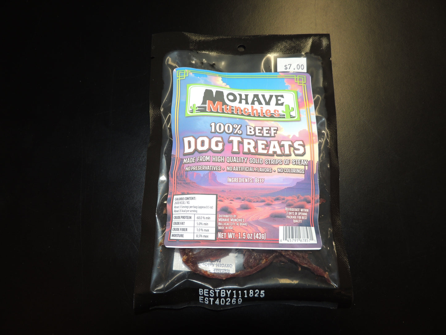 100% Beef Dog Treats 1.5oz. A protein-packed, all-natural snack that’s healthier than traditional pet treats. Give your furry friend a chewy, delicious reward they’ll love! $7.00 USD