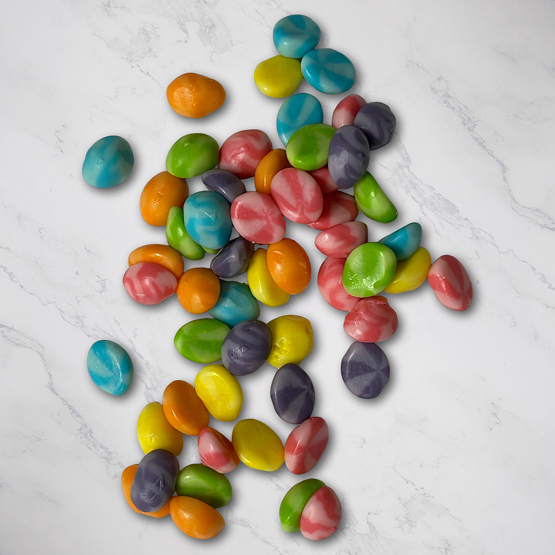 Gummy Eggs 14oz. Delightfully soft & chewy, bright and fruity flavored gummy eggs.
Flavors: blue raspberry, grape, cherry, orange, green apple, and mango. $6.79 USD