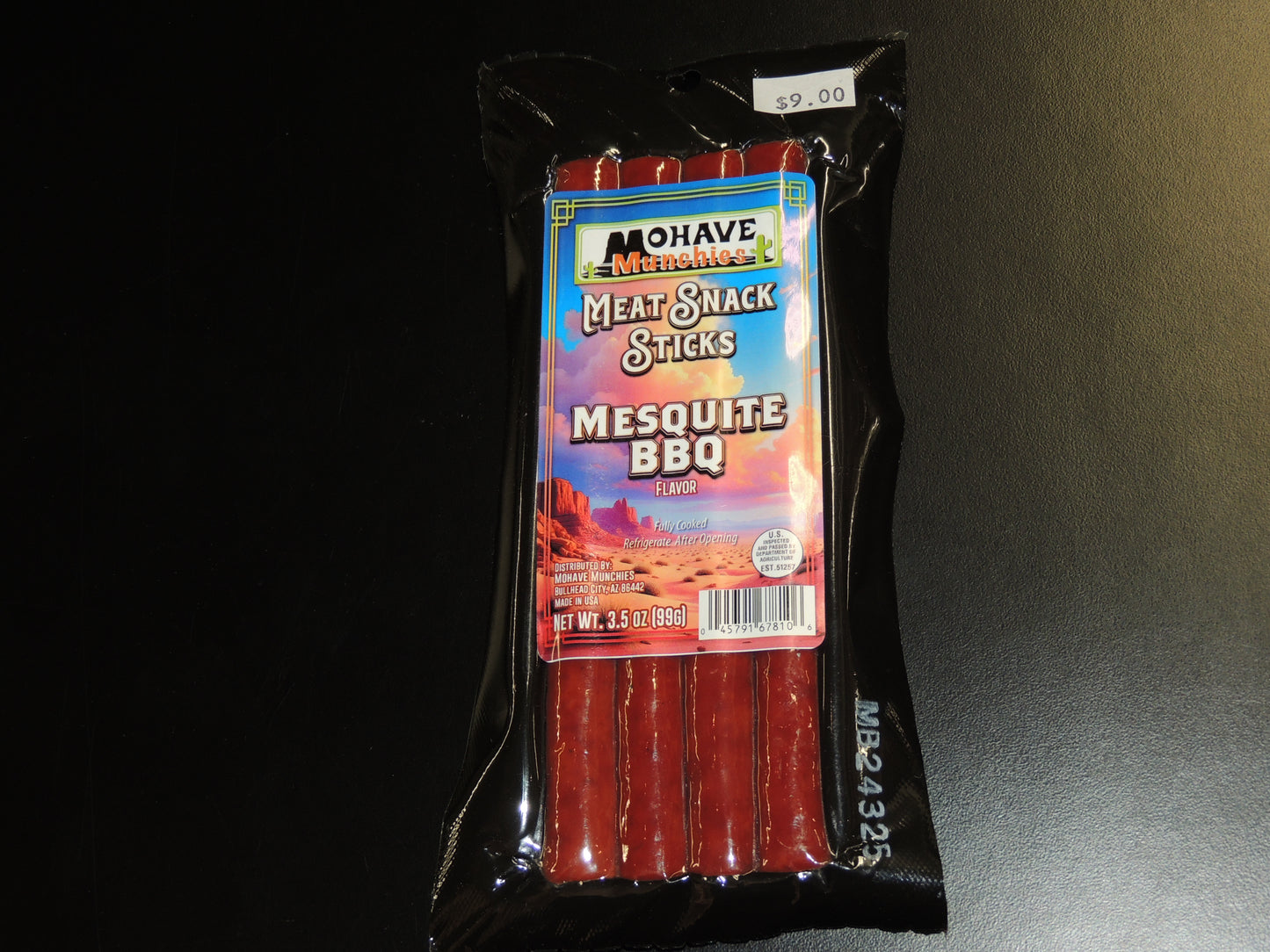 Mesquite BBQ Flavored Meat Snack Sticks - 3.5oz. Our Mesquite BBQ Meat Snack Sticks are packed with bold, rich flavors that will take your taste buds on a smoky journey! $9.00 USD