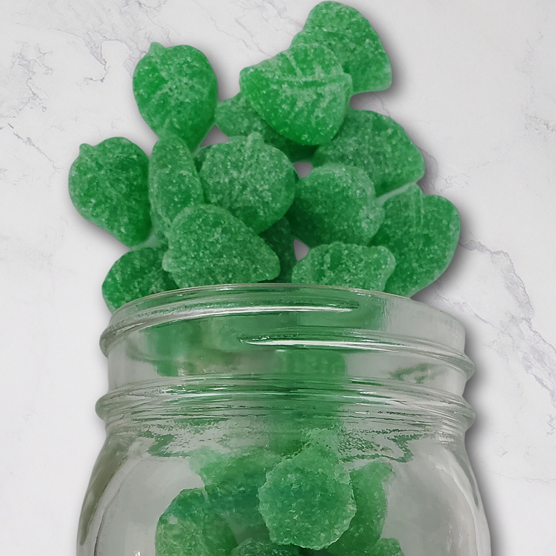 Spearmint Leaves 14oz. Cool, refreshing, and delightfully sweet! These sanded spearmint jelly slices will take your taste buds on a minty adventure. A perfect balance of sweetness and minty freshness. $6.99 USD