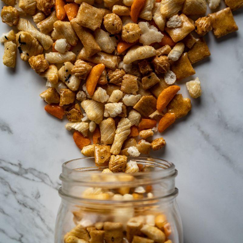 rice crackers 12oz. These Asian rice crackers are packed with tangy sesame flavor, making them the perfect addition to your snack collection. Mix things up with these crunchy, flavorful bites! $7.00 USD