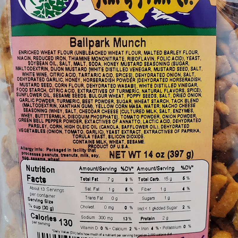 Ballpark Munch 14oz Label