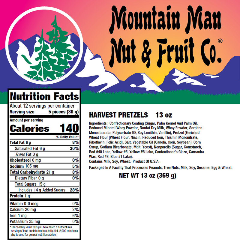 60148 Harvest Pretzels 13oz Label