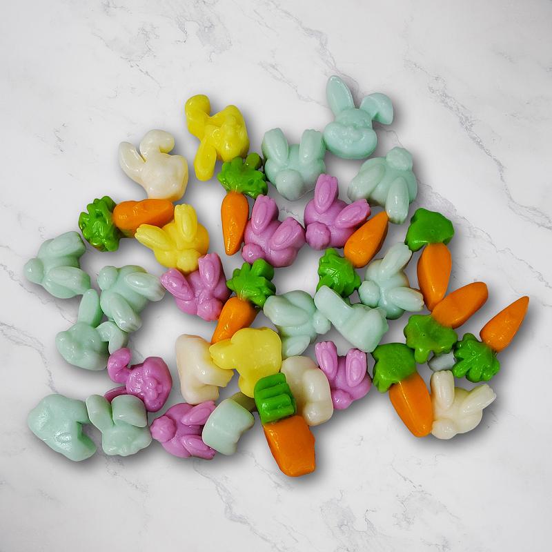 Cottontail Gummies 14oz. These adorable gummies are the perfect addition to any Easter basket!
Flavors include: grape, pineapple, blue raspberry, mango, &amp; orange. $6.79 USD