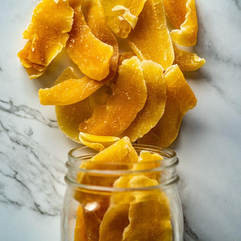 Mango Slices 8oz. A crowd favorite, these dried mangoes are a sweet and delicious treat. Packed with vitamins, dietary fibers, and antioxidants, they’re perfect for snacking or adding to any trail mix. $5.00 USD