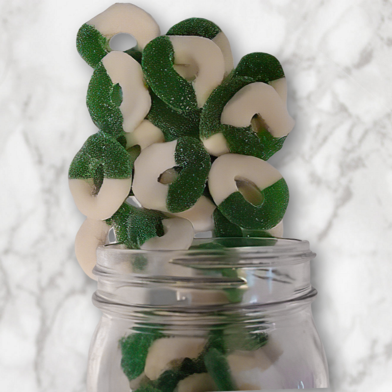 Sanded Gummy Apple Rings 14oz. Sweet, tart, and oh-so-tasty! These sanded gummy apple rings are bursting with crisp apple flavor, coated in a sugary, sanded texture. They’re just as irresistible as our peach version—definitely can’t eat just one!$6.79 USD