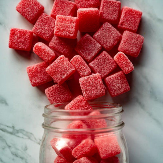 Sanded Jelly Cinnamon Squares 14oz. A tantalizing treat with a sugar-sanded jelly center, packed with a bold and spicy cinnamon flavor that’ll warm you up with every bite! Perfect for cinnamon lovers! $7.49