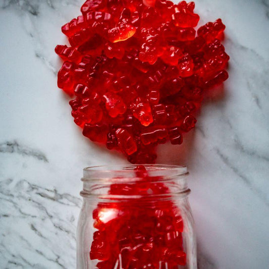 Wild Cherry Bears 14oz. Soft, chewy red gummy bears packed with a burst of wild cherry flavor. These little bears are the perfect mix of sweet and tart for any candy lover! $6.79 USD