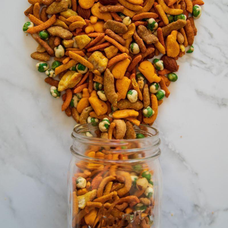 back country mix 14oz. Before you hit the trails, make sure you’ve got this mix in your pack! Packed with honey mustard pretzel pieces, wasabi peas, chili crackers, Cajun sticks, sesame sticks, jumbo cashews, roasted pecans, Brazil nuts, hazelnuts, and almonds—this mix will keep you fueled for any adventure. $8.00 USD