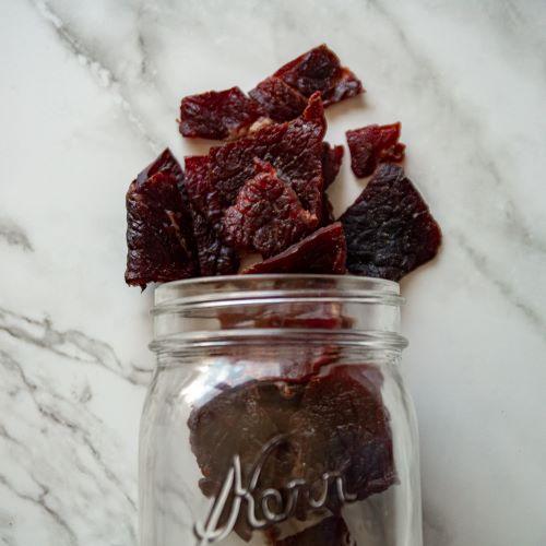 black peppered beef jerky 3.25oz. Packed with bold black pepper flavor, this jerky is perfect for those who love a savory kick! $10.00 USD