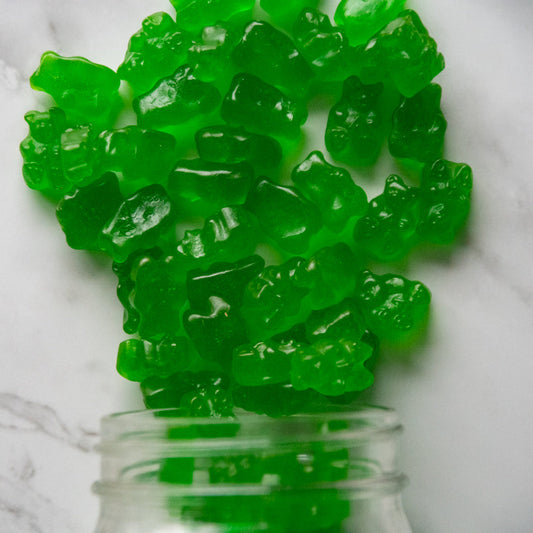 green apple bears 14oz. Tart, tangy, and totally irresistible! These sour green apple gummies are bursting with flavor, and you won’t be able to stop at just one. $6.00 USD