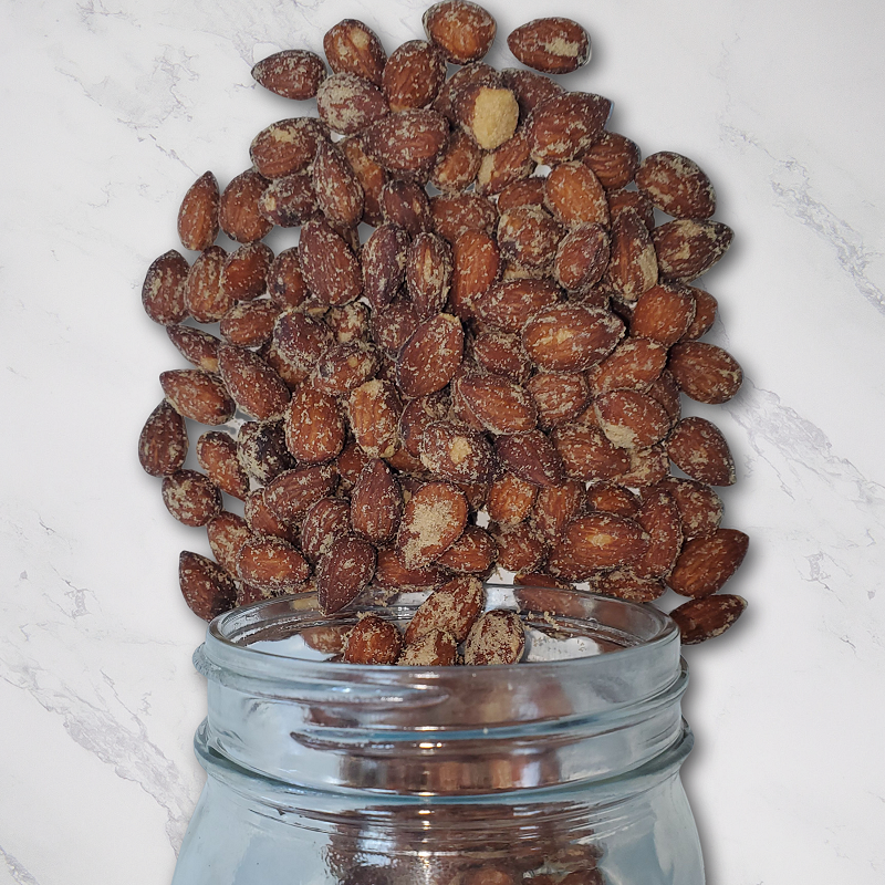 smoked almonds 14oz. California-grown, oil-roasted almonds with a bold hickory smoked flavor that’ll have you coming back for more. Perfect for snacking or adding a smoky crunch to your meals!  $9.00 USD